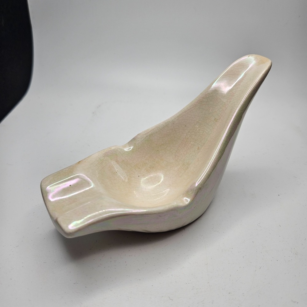 Vintage Ceramic Tobacco‎ Pipe Holder Iridescent Pearl Crackle Mid Century